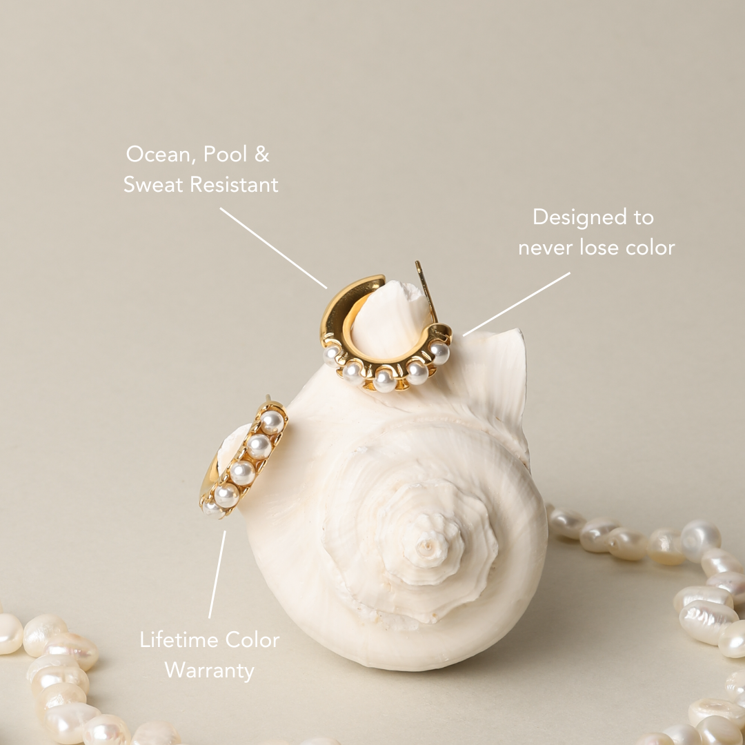 Mini Pearl Huggies Earrings